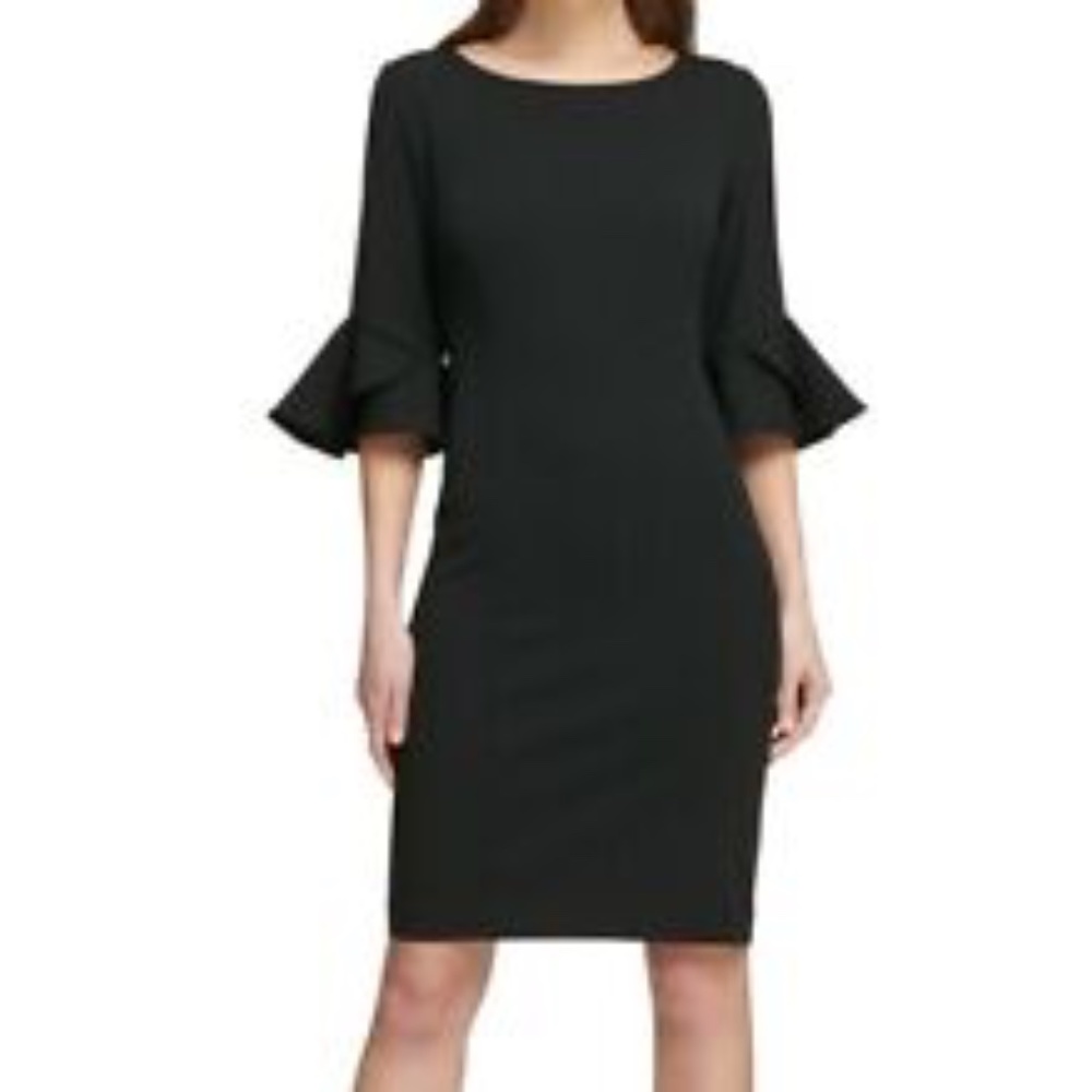 Vince Camuto Flutter Sleeved Black Dress